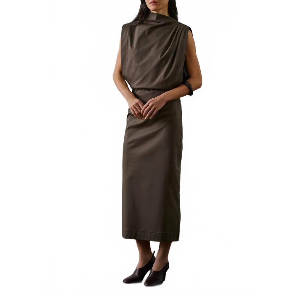 NEW SOEUR gemma midi dress in marron